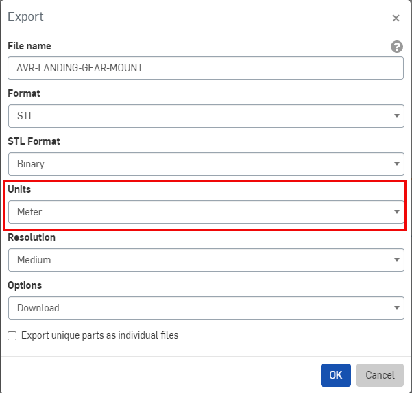 Onshape Units Selection