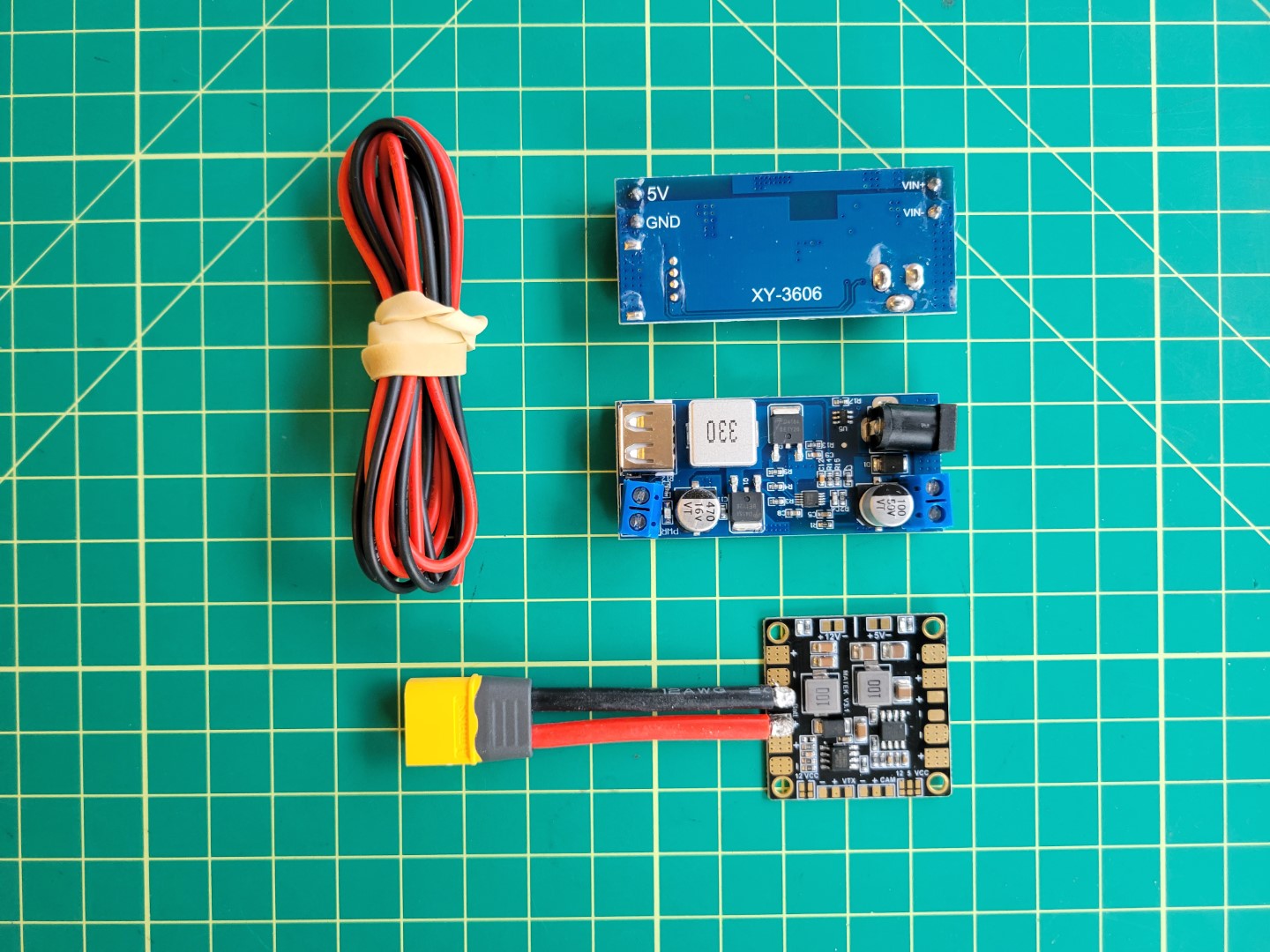 PDB, wires, and buck converters