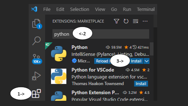 Installing the Python Extension in VS Code