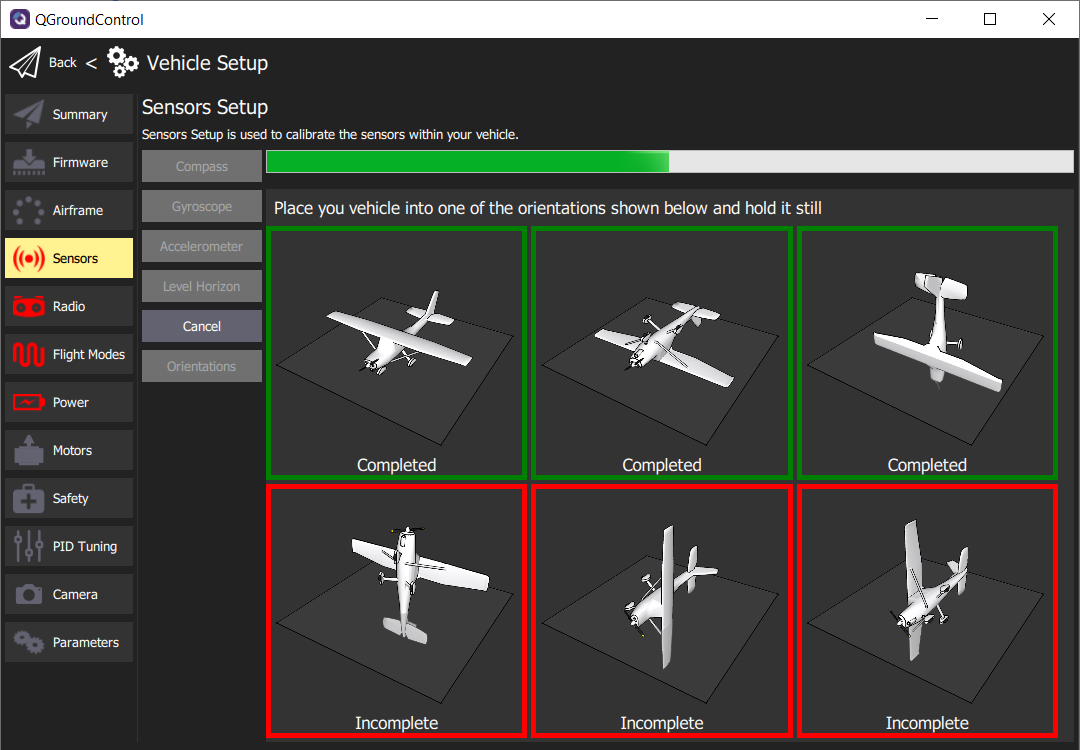 Compass calibration in progress