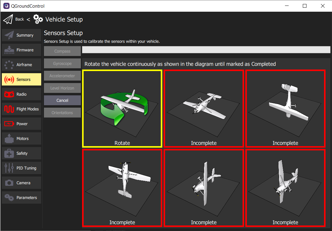 Begin the process of rotating the AVR drone around the highlighted axis.