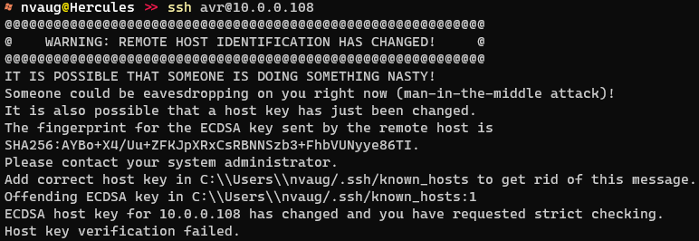 Host key verification failed